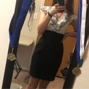 White ruffle buisness dress